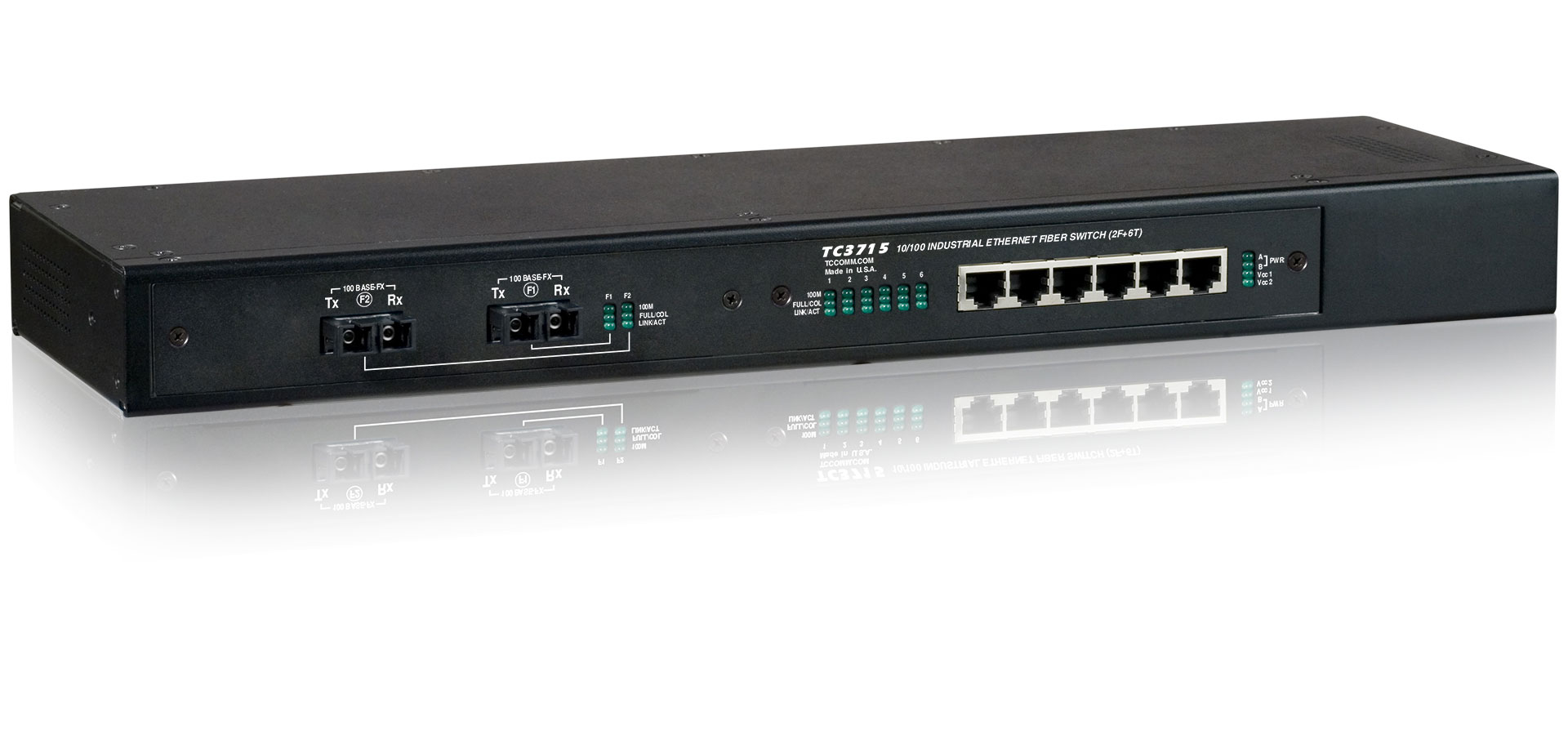 6-Port Unmanaged Ethernet Switch / Daisy-Chain and Star Fiber Optic  Converter (Industrial / Multi-Mode / SC)