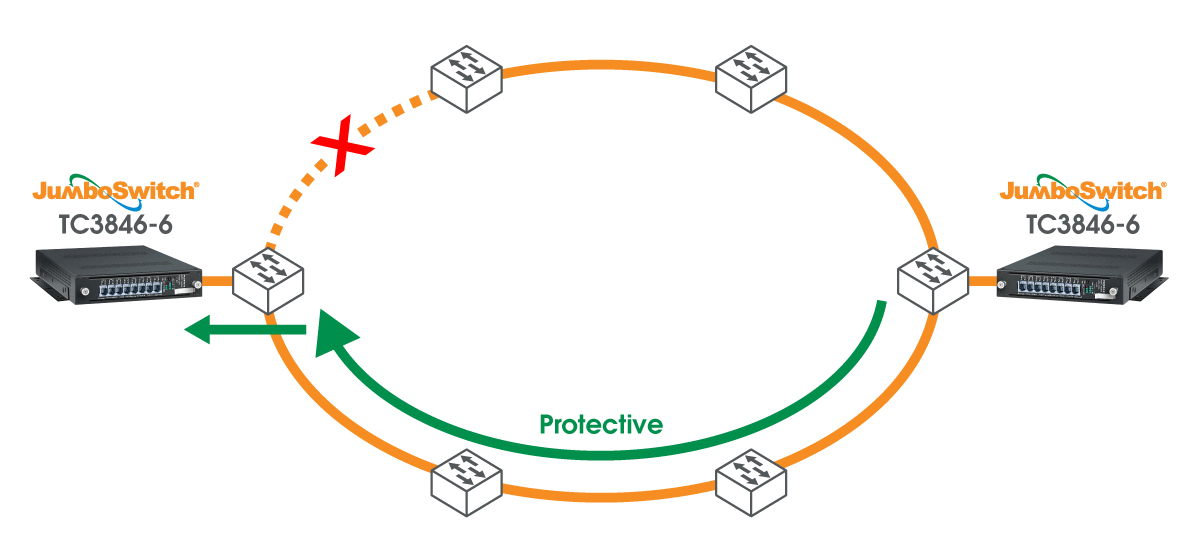 1+1 Hitless Protection Showing Link Failure